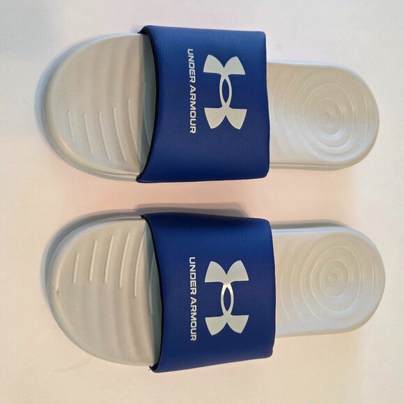 NWOT Under Armour Men’s Slides Sandals – Size 13 – Blue/Gray - Picture 1 of 7
